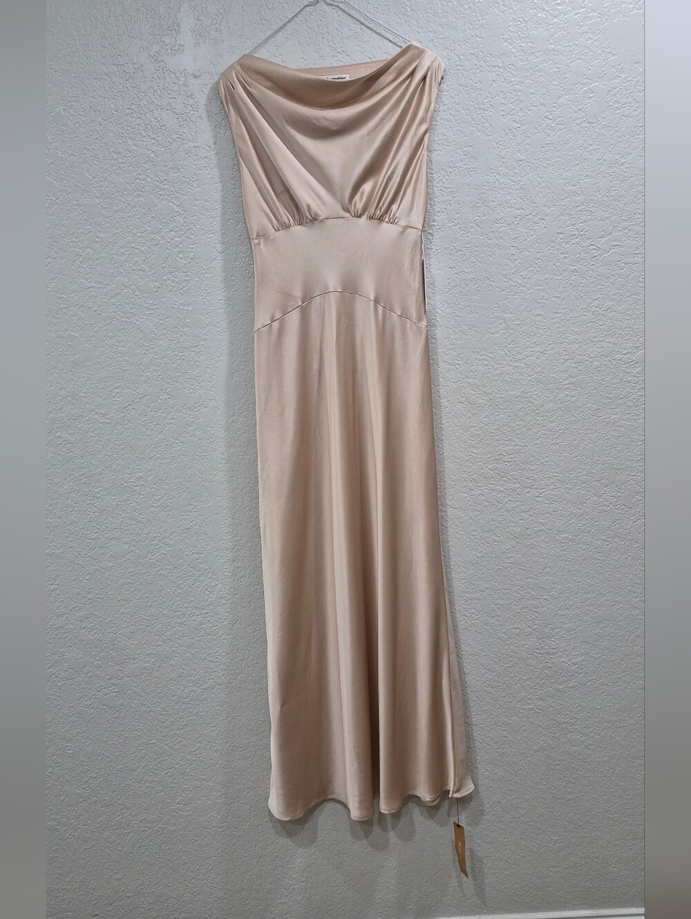 Reformation Satin Cowl-Neck Midi Dress in Blush - Picture 8 of 16